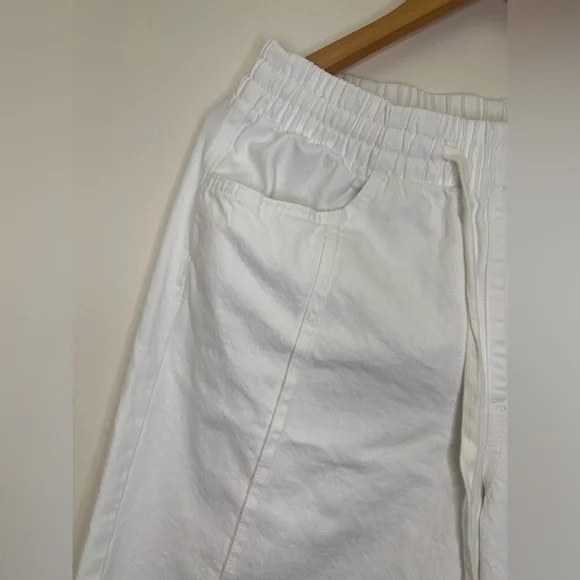Universal Thread White Wide Leg Pants Drawstring Cotton Coastal Minimalist M - Picture 3 of 11